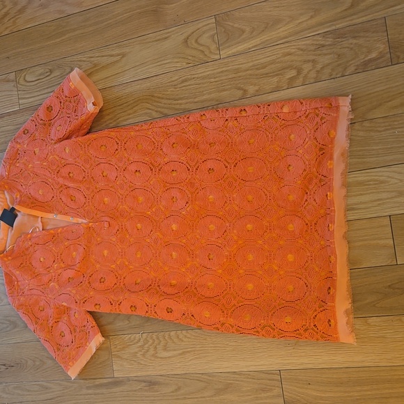 Pre-loved Gabby Skye Orange Lace Midi Dress Size 10 - Picture 10 of 10